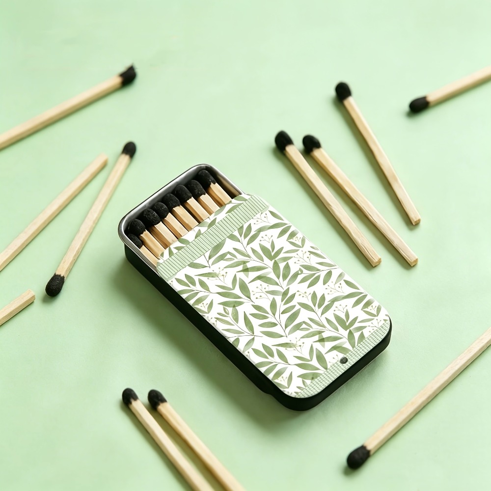 Green Leaf Pattern Tin Matchbo - Candle Lighter ulasan dan harga