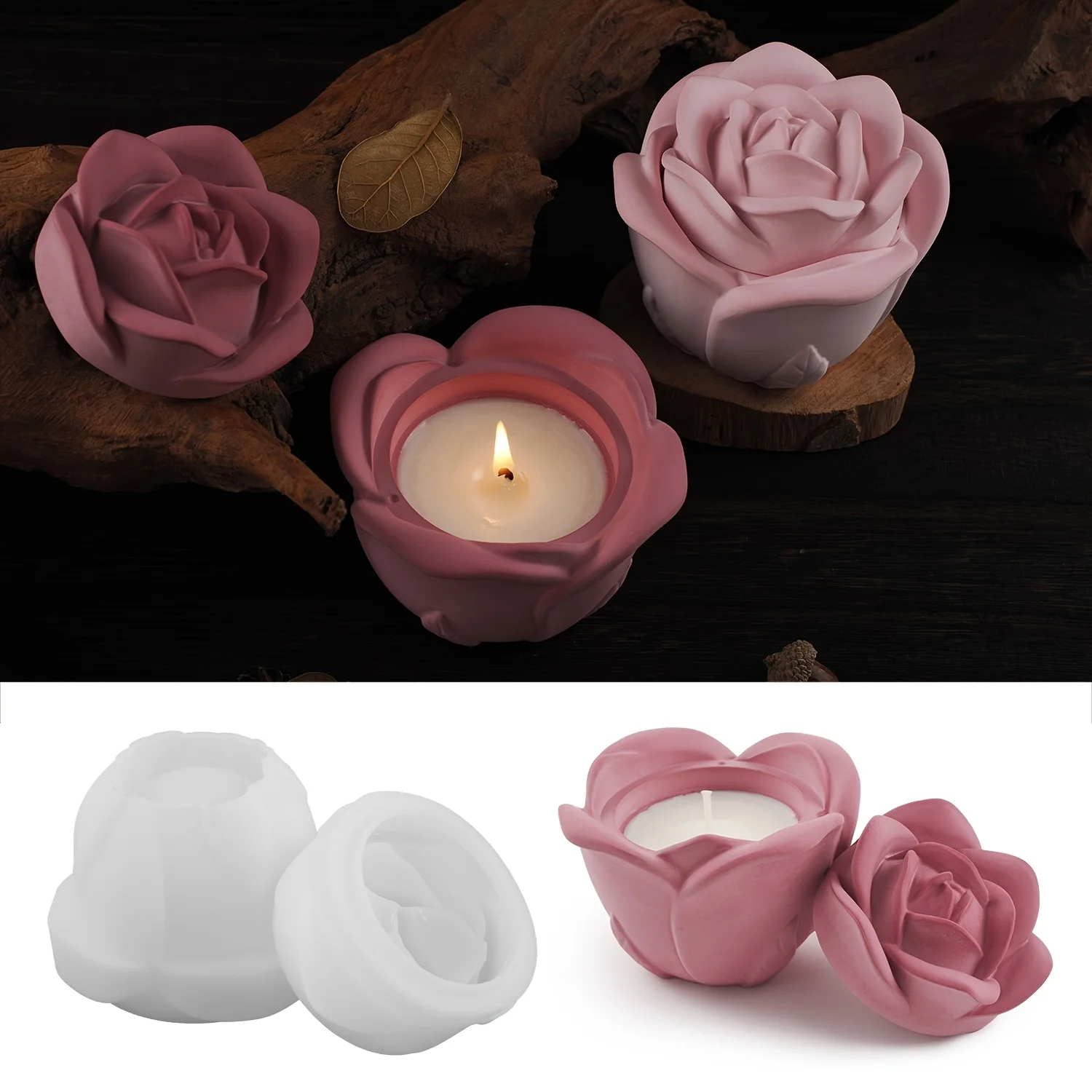 2-Piece Set Rose Shaped Silico - Candle Molds ulasan dan harga