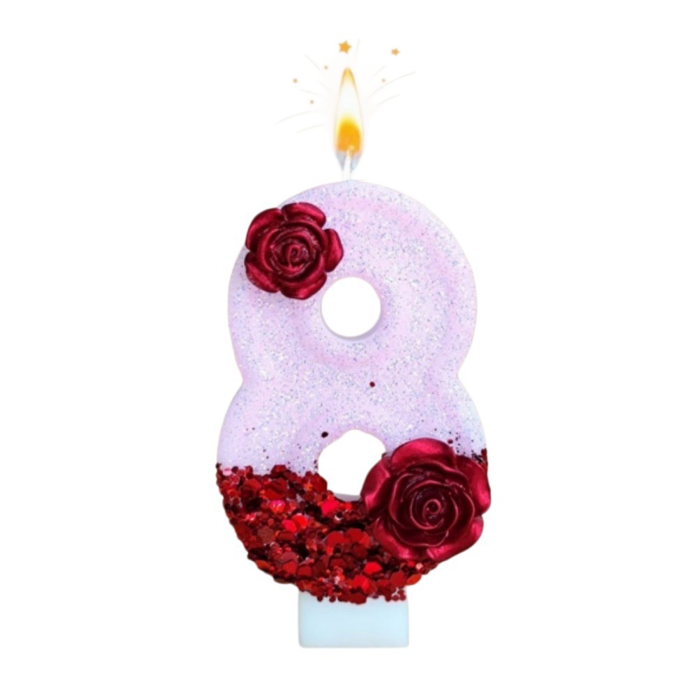 Number Pink Glitter Red Rose F - Paraffin Wax ulasan dan harga
