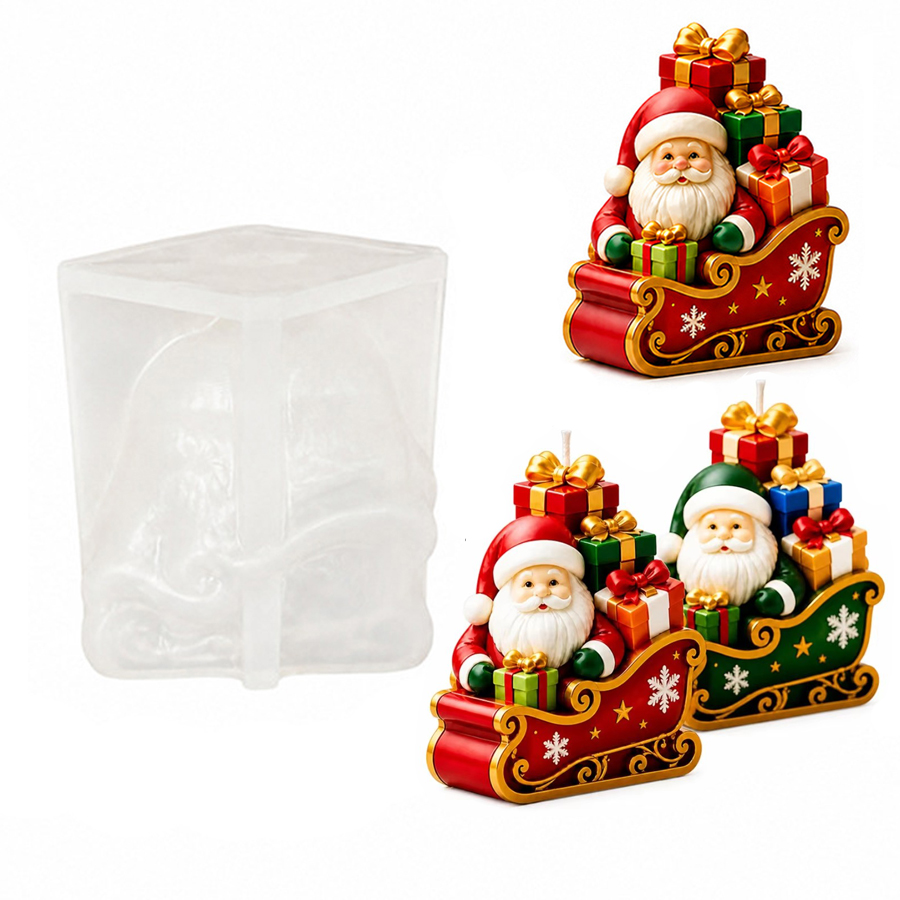 Sled Santa Claus and Gift Box  - Candle Containers ulasan dan harga